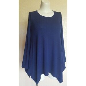 SOFT SURROUNDINGS Renaissance Asymmetrical Knit Tunic Top Size S Blue New